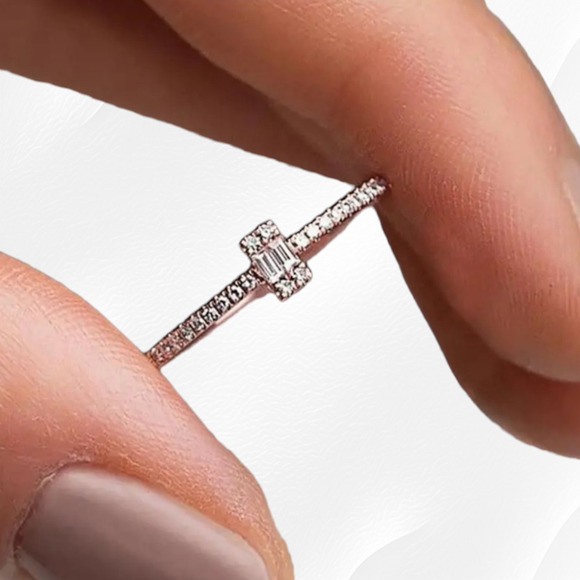 Rosy Golden Cubic Zirconia Stackable Simple 3 Piece Fashion Rings Size 8 - Picture 6 of 6